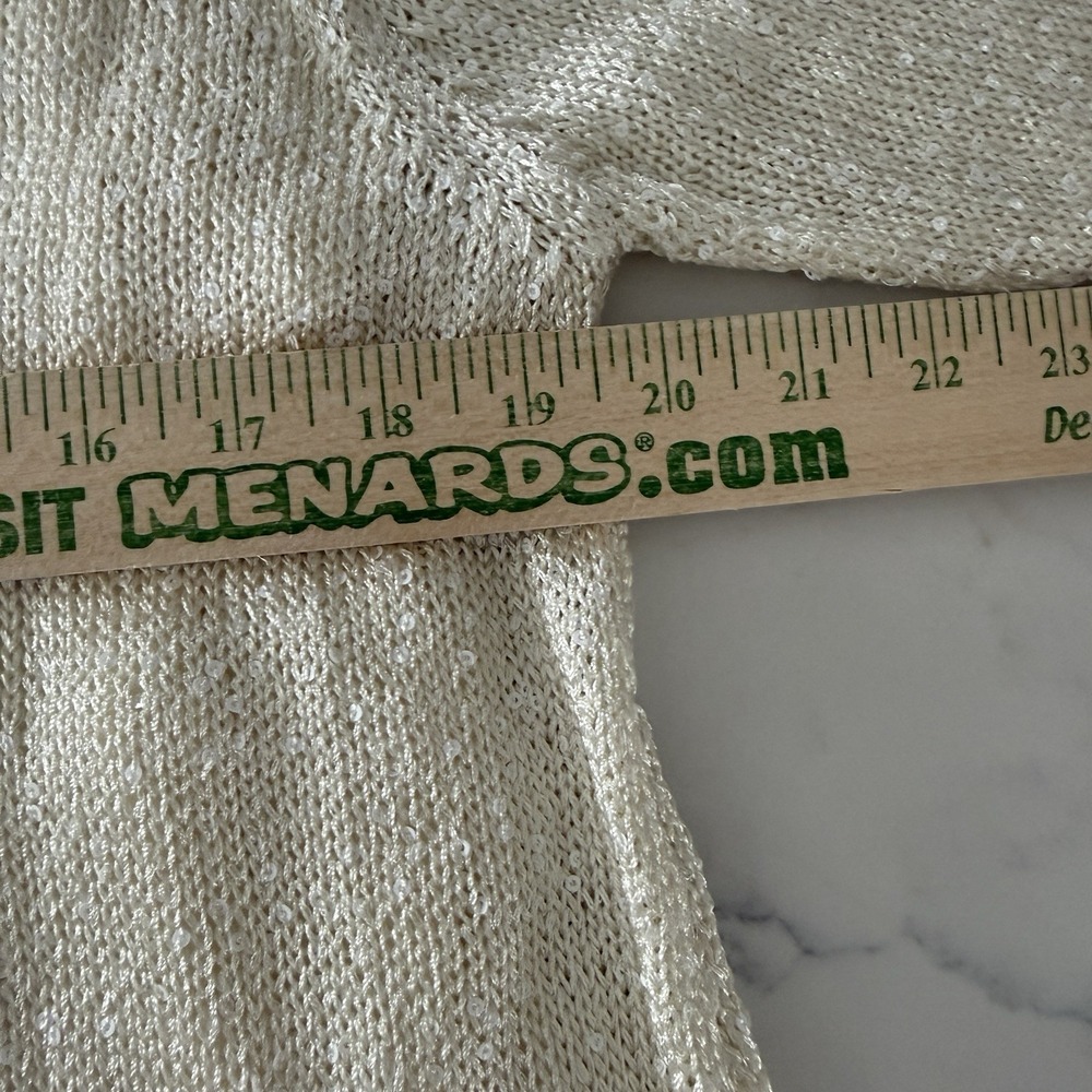 Chelsea & Theodore Layered Sequin Knit Sweater Sz 1X White Curved Elevated Basic - Picture 9 of 11